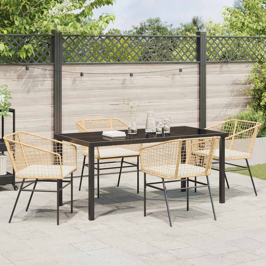 Garden Dining Set 5 pcs Brown Poly Rattan