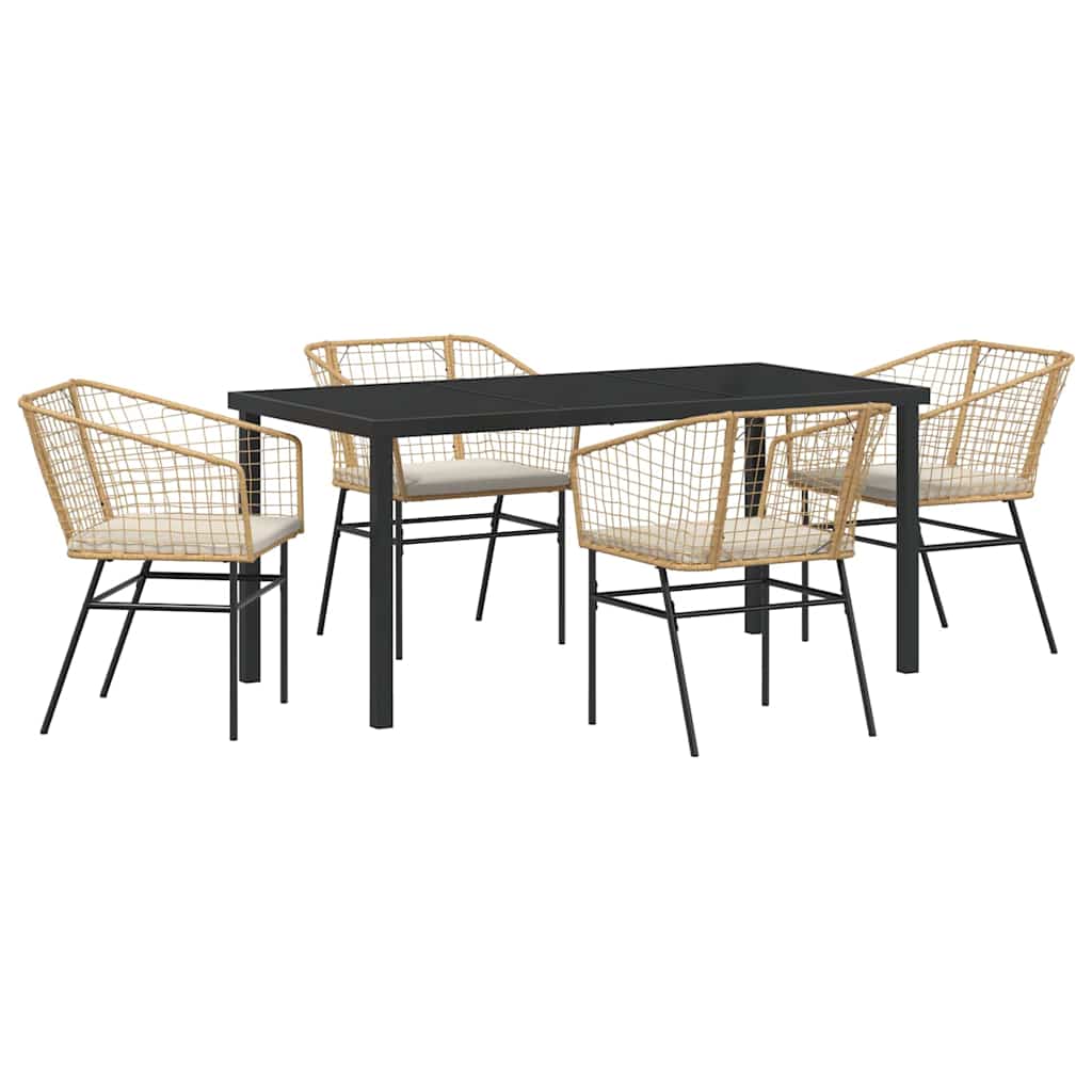 Garden Dining Set 5 pcs Brown Poly Rattan