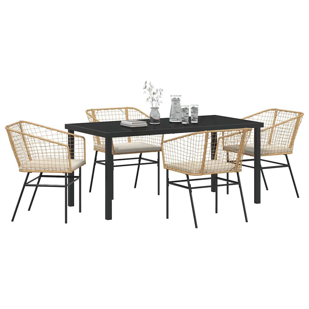 Garden Dining Set 5 pcs Brown Poly Rattan