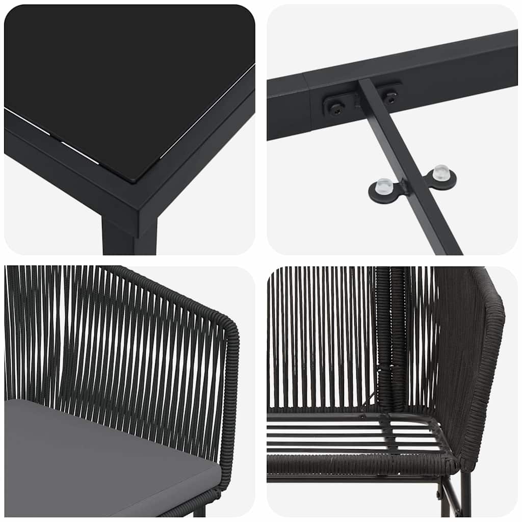 Garden Dining Set 3 pcs Black Poly rattan