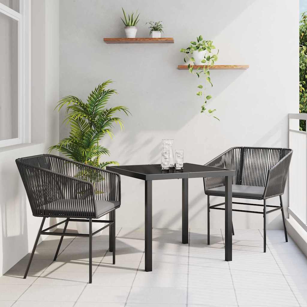 Garden Dining Set 3 pcs Black Poly rattan