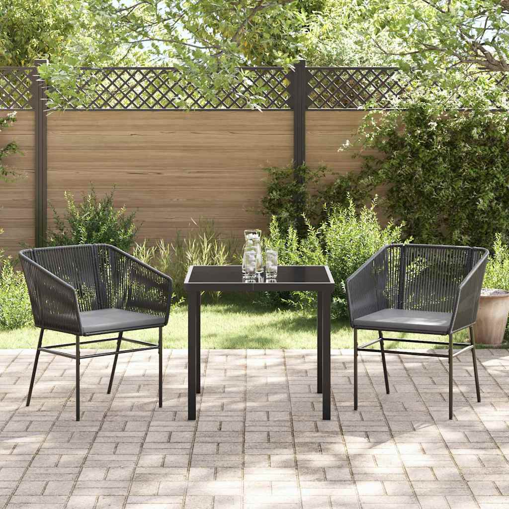 Garden Dining Set 3 pcs Black Poly rattan