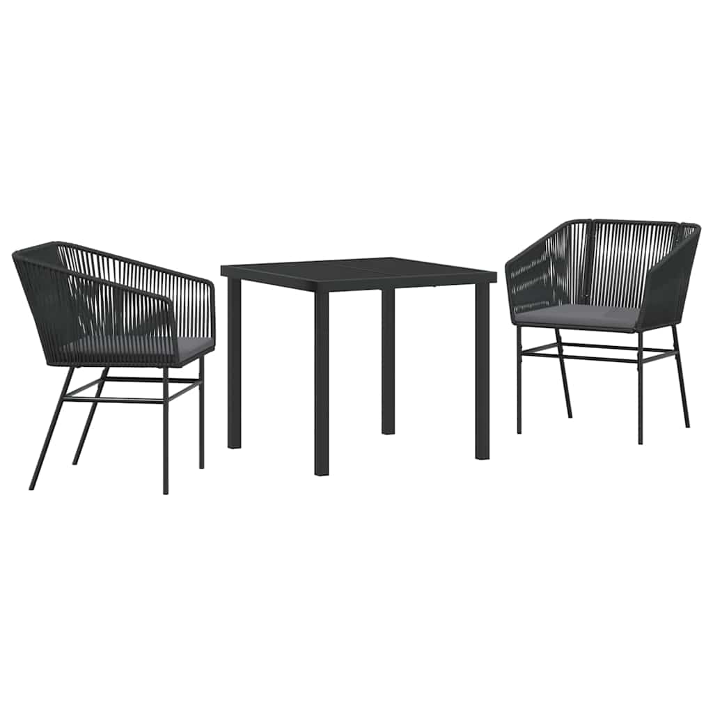 Garden Dining Set 3 pcs Black Poly rattan