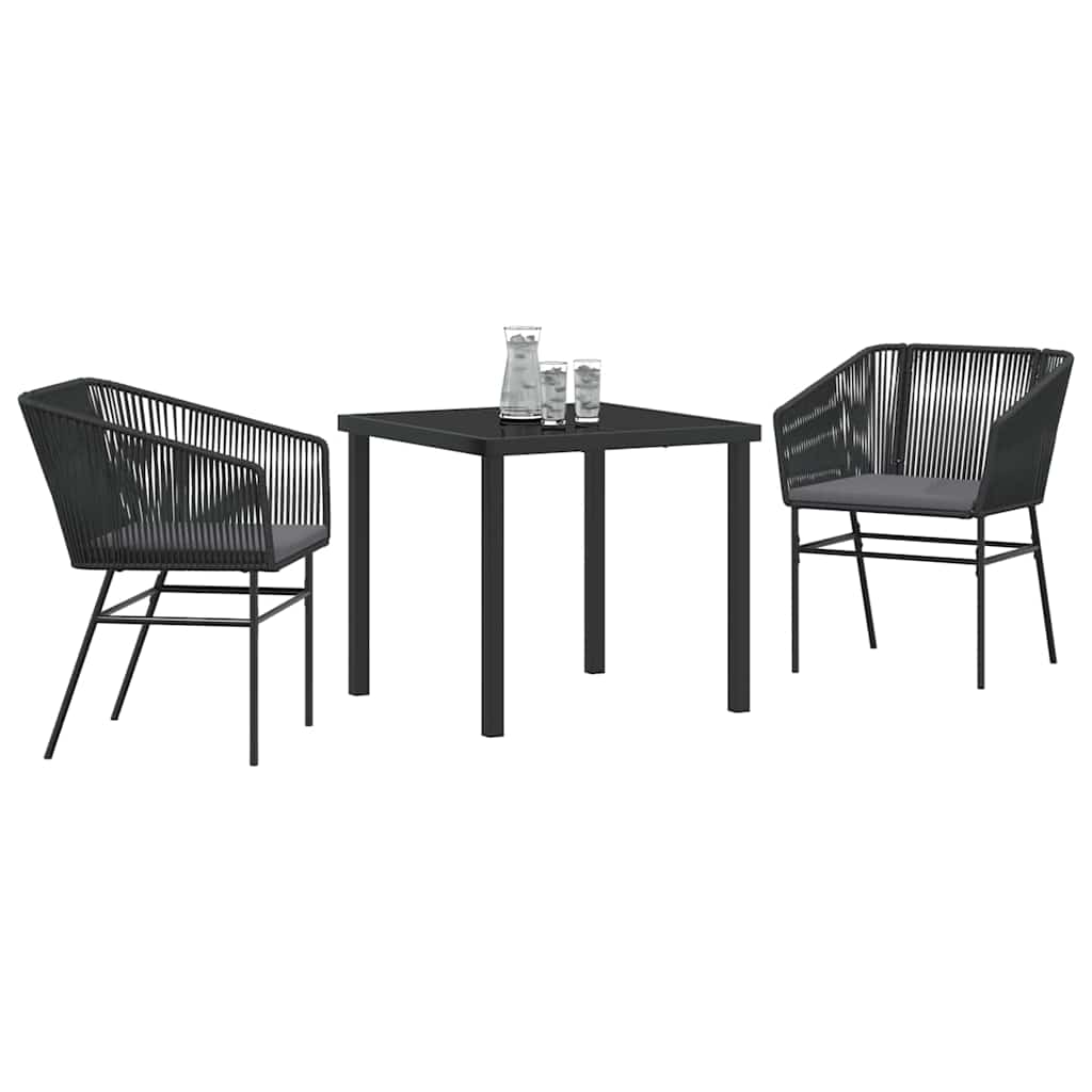 Garden Dining Set 3 pcs Black Poly rattan