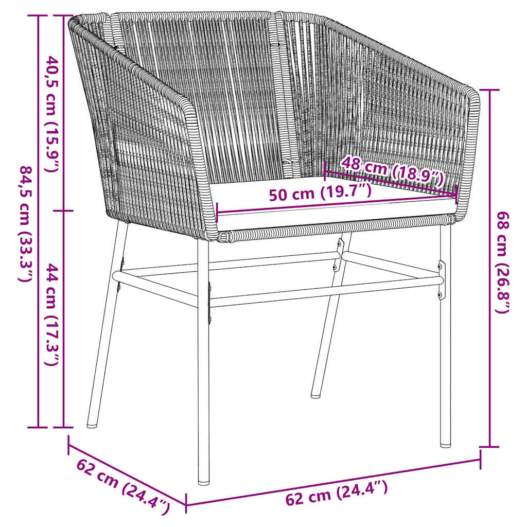Garden Dining Set 3 pcs Black Poly rattan