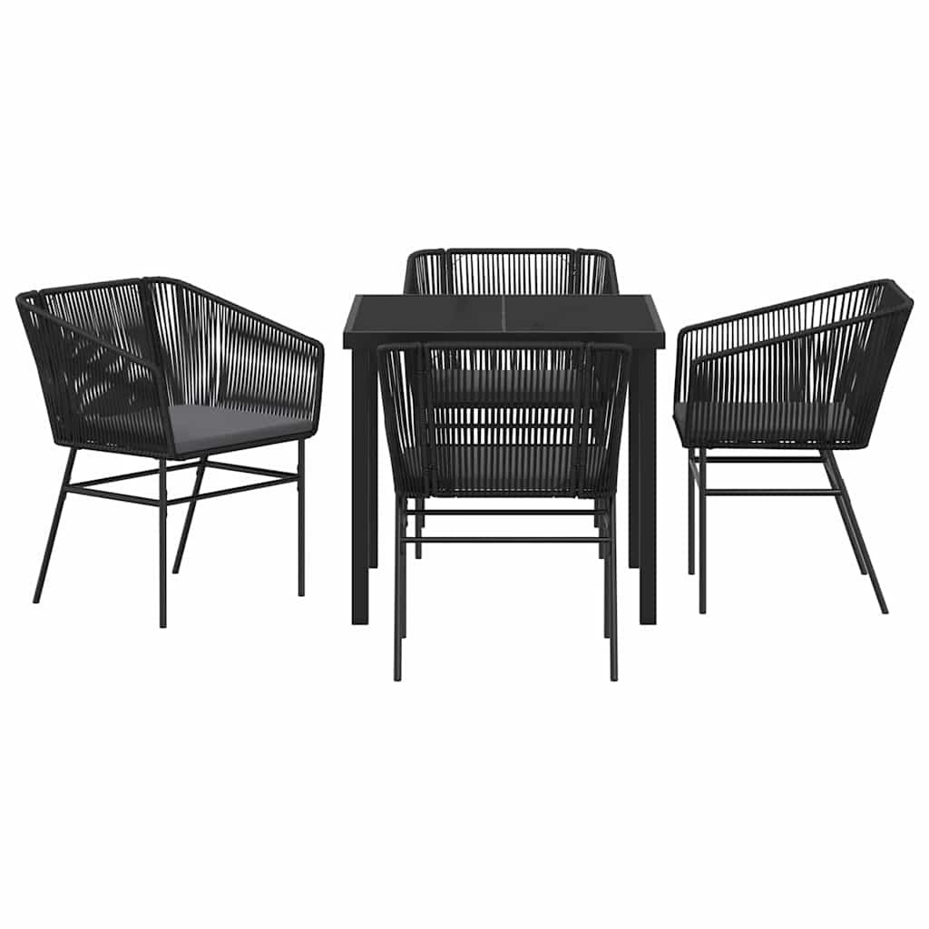 Garden Dining Set 5 pcs Black Poly rattan