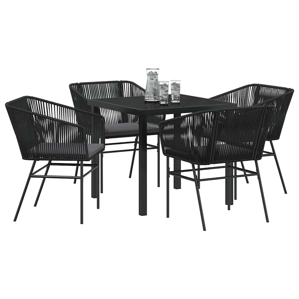 Garden Dining Set 5 pcs Black Poly rattan