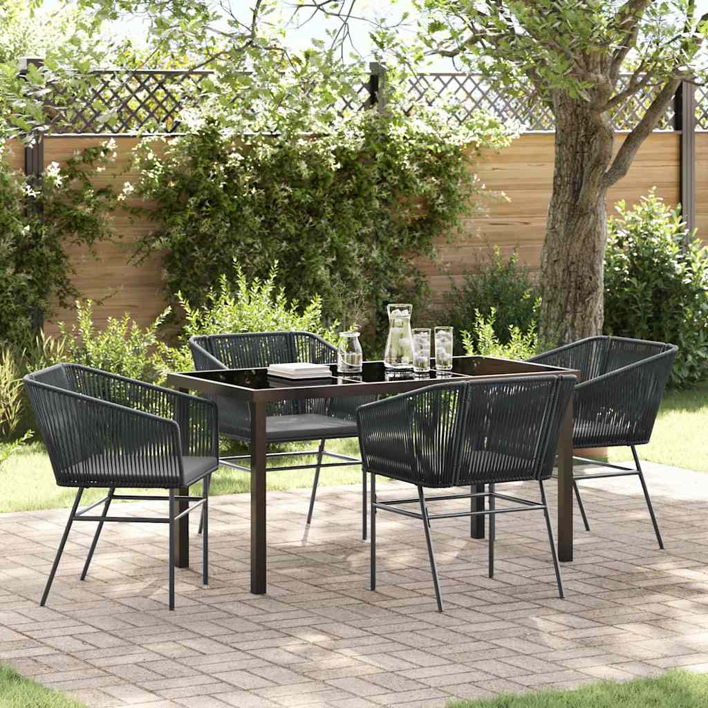 Garden Dining Set 5 pcs Black Poly rattan