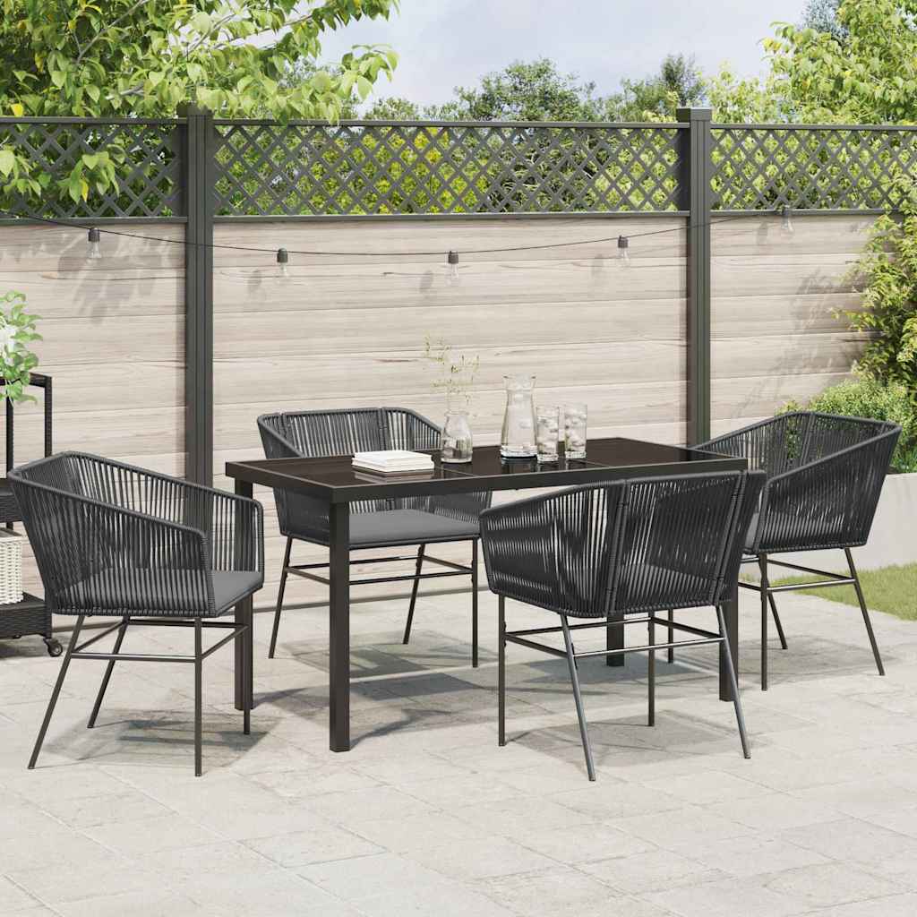 Garden Dining Set 5 pcs Black Poly rattan