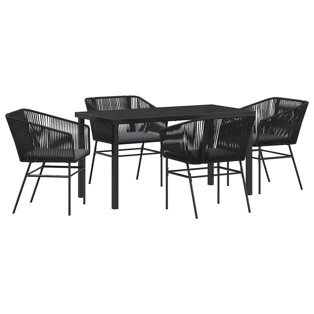 Garden Dining Set 5 pcs Black Poly rattan