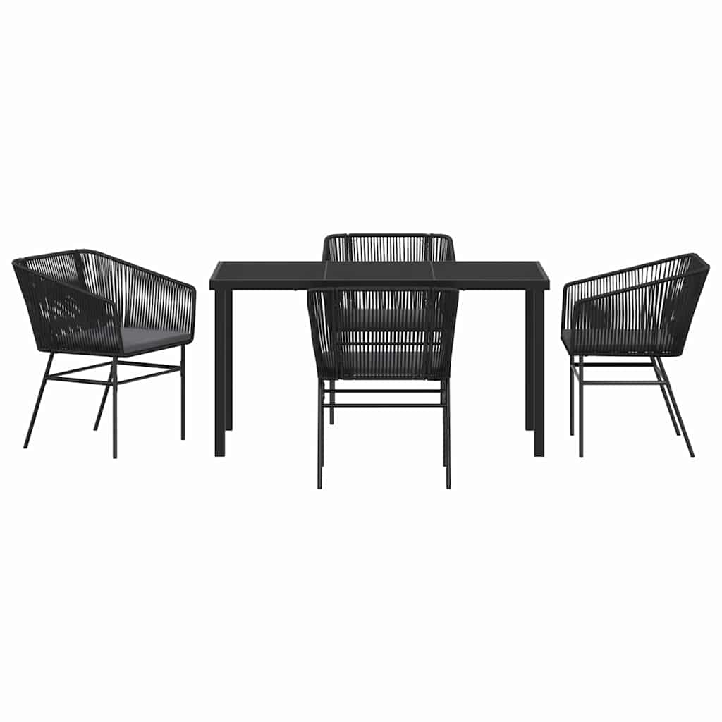 Garden Dining Set 5 pcs Black Poly rattan