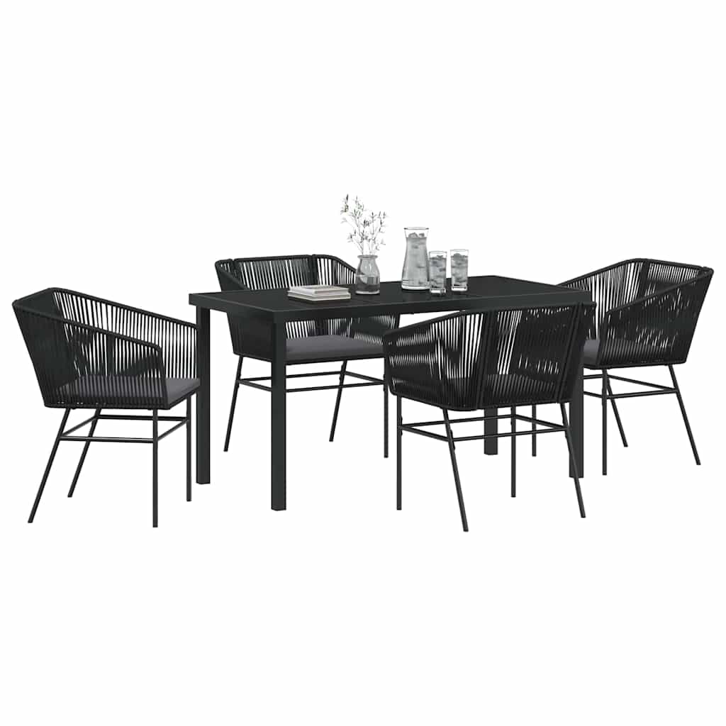 Garden Dining Set 5 pcs Black Poly rattan