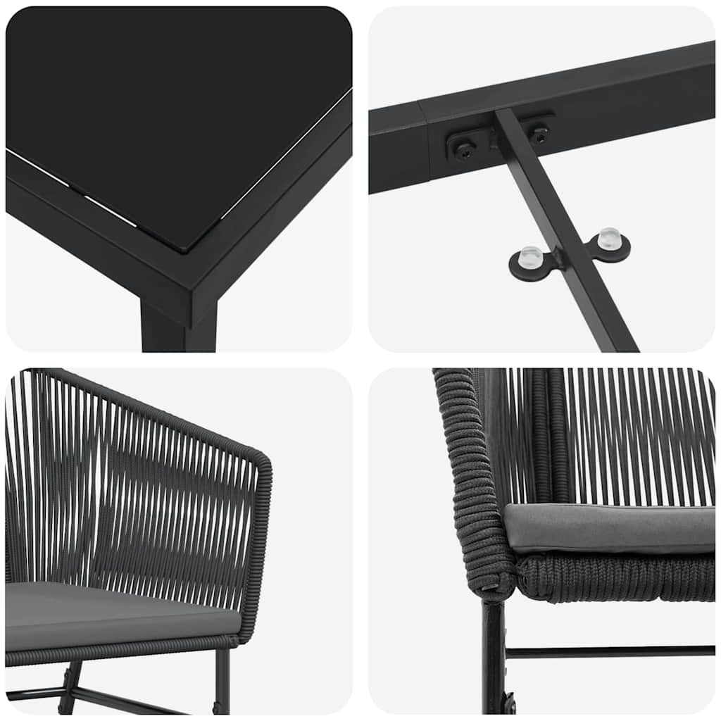 Garden Dining Set 5 pcs Black Poly rattan