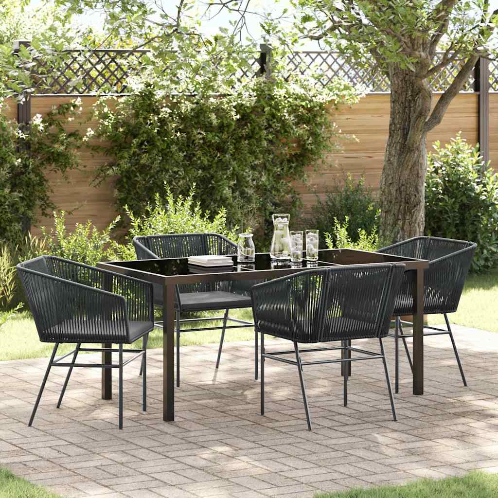 Garden Dining Set 5 pcs Black Poly rattan