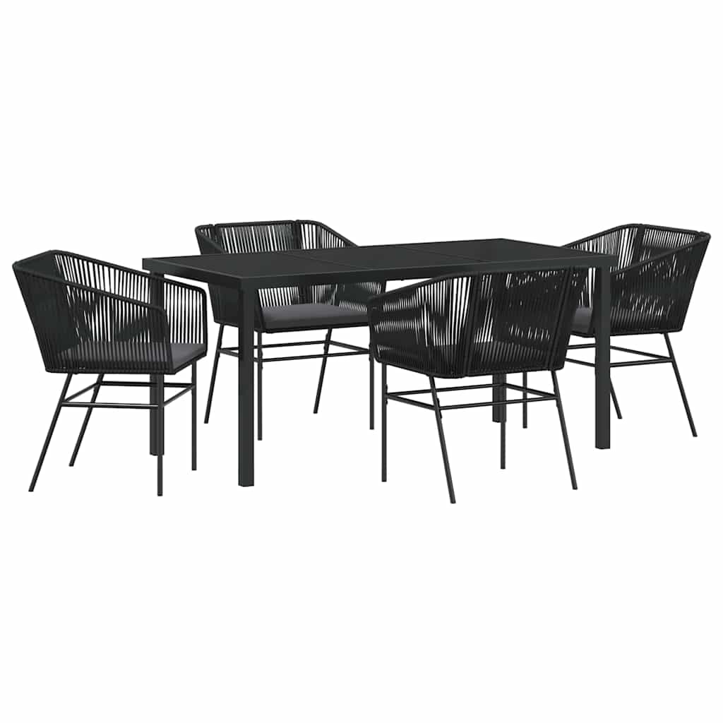 Garden Dining Set 5 pcs Black Poly rattan