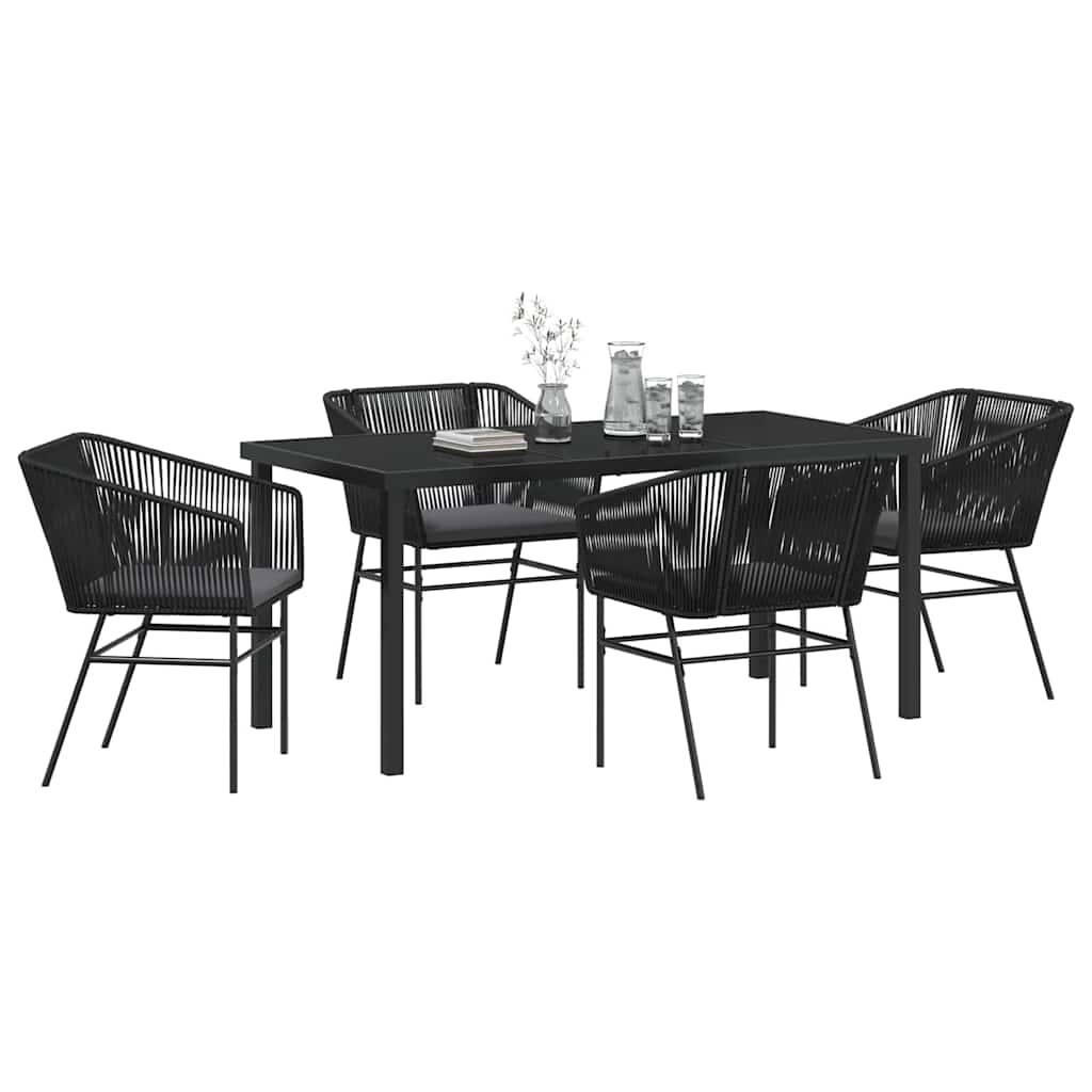 Garden Dining Set 5 pcs Black Poly rattan