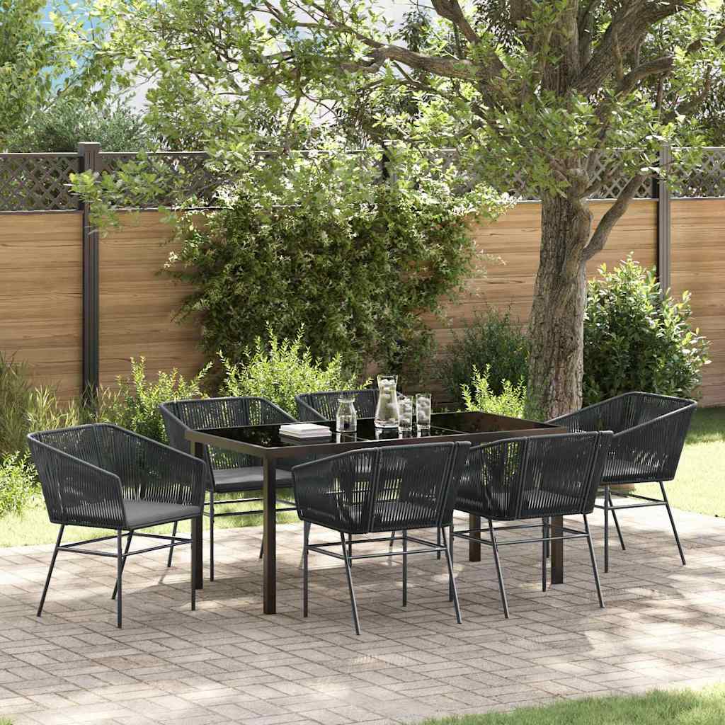 Garden Dining Set 7 pcs Black Poly rattan