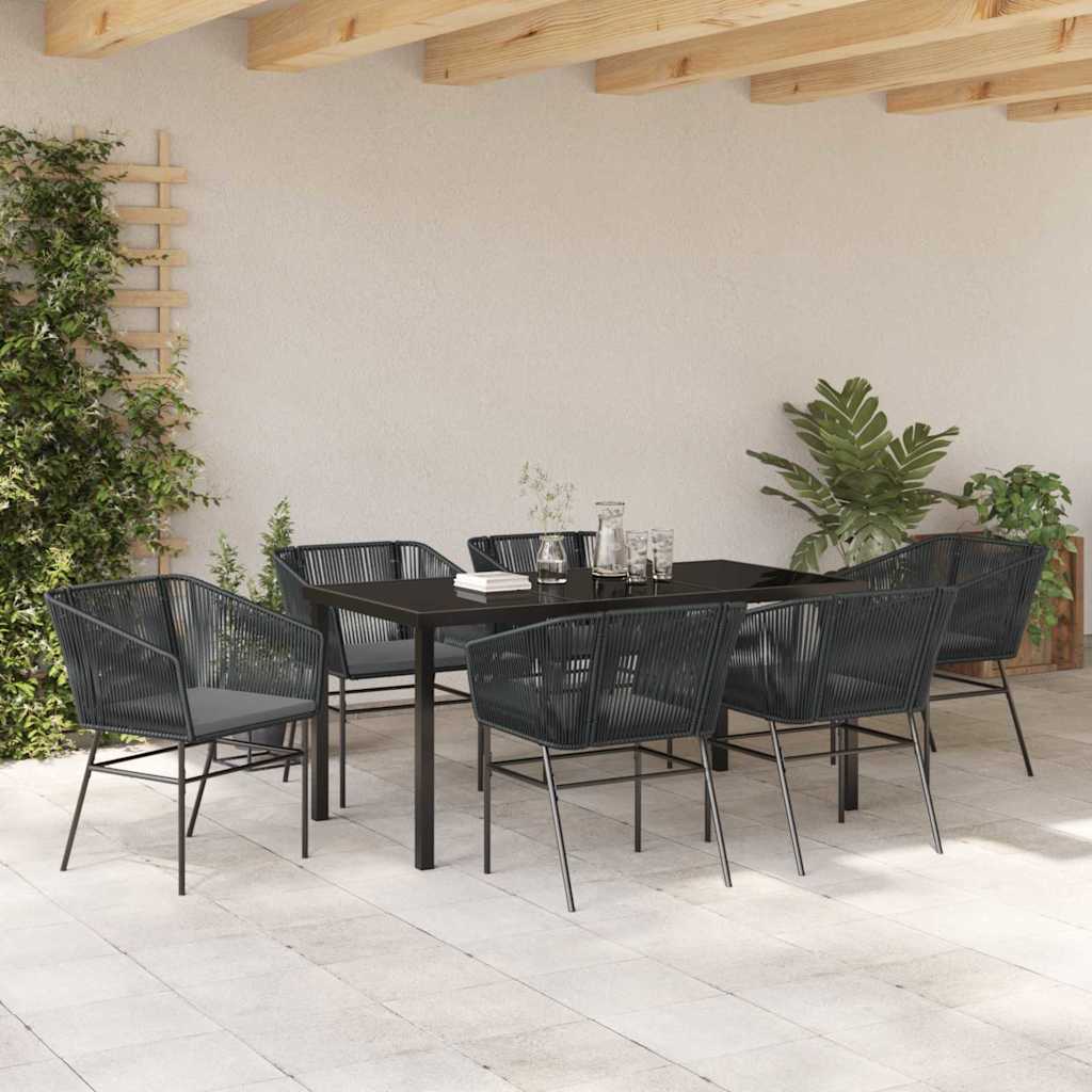 Garden Dining Set 7 pcs Black Poly rattan