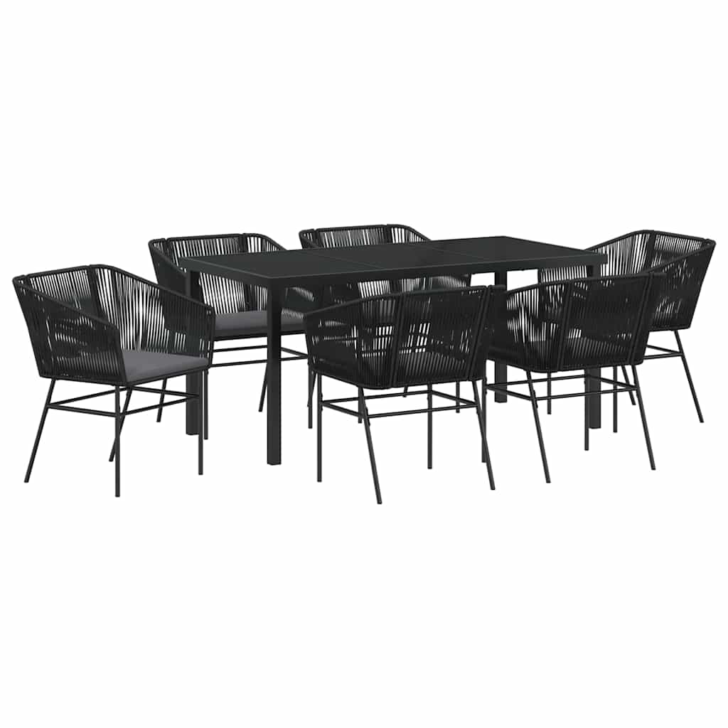 Garden Dining Set 7 pcs Black Poly rattan