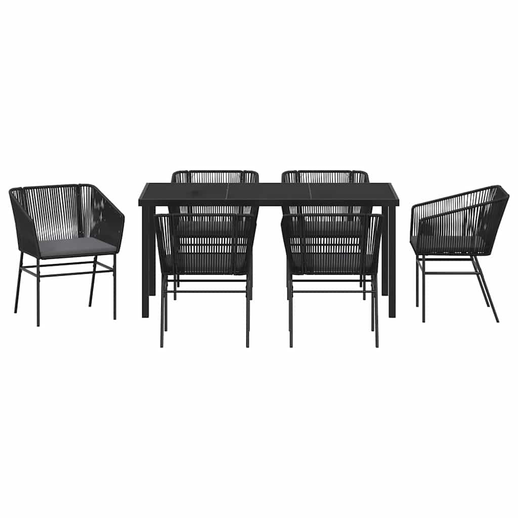 Garden Dining Set 7 pcs Black Poly rattan