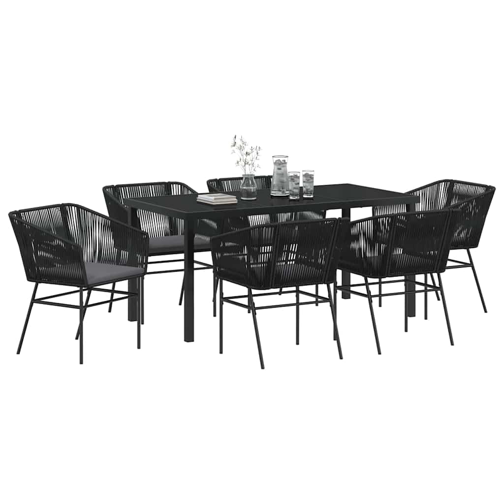 Garden Dining Set 7 pcs Black Poly rattan