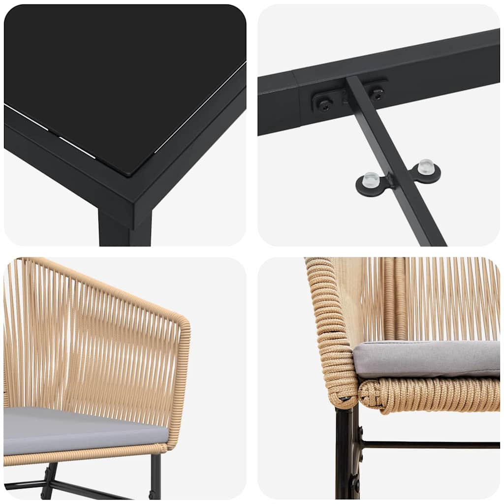 Garden Dining Set 3 pcs Brown Poly rattan