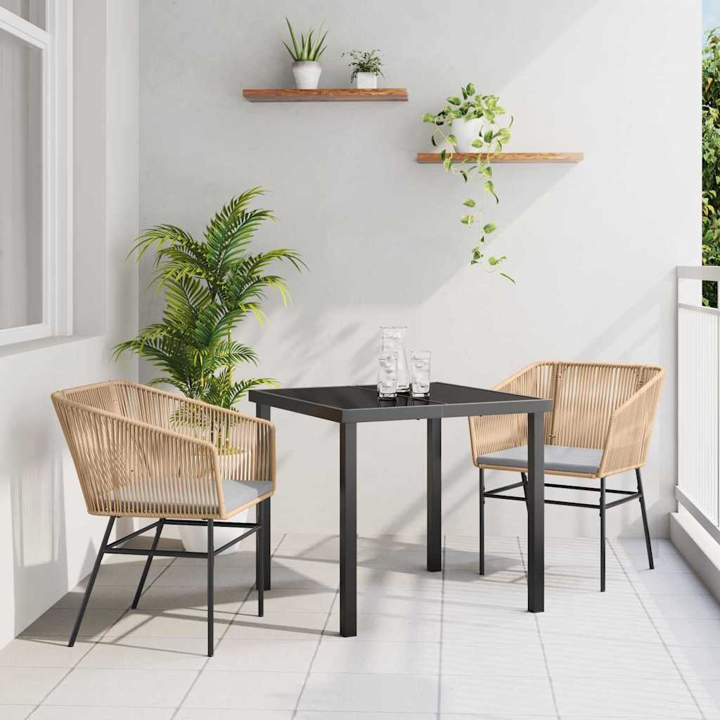 Garden Dining Set 3 pcs Brown Poly rattan