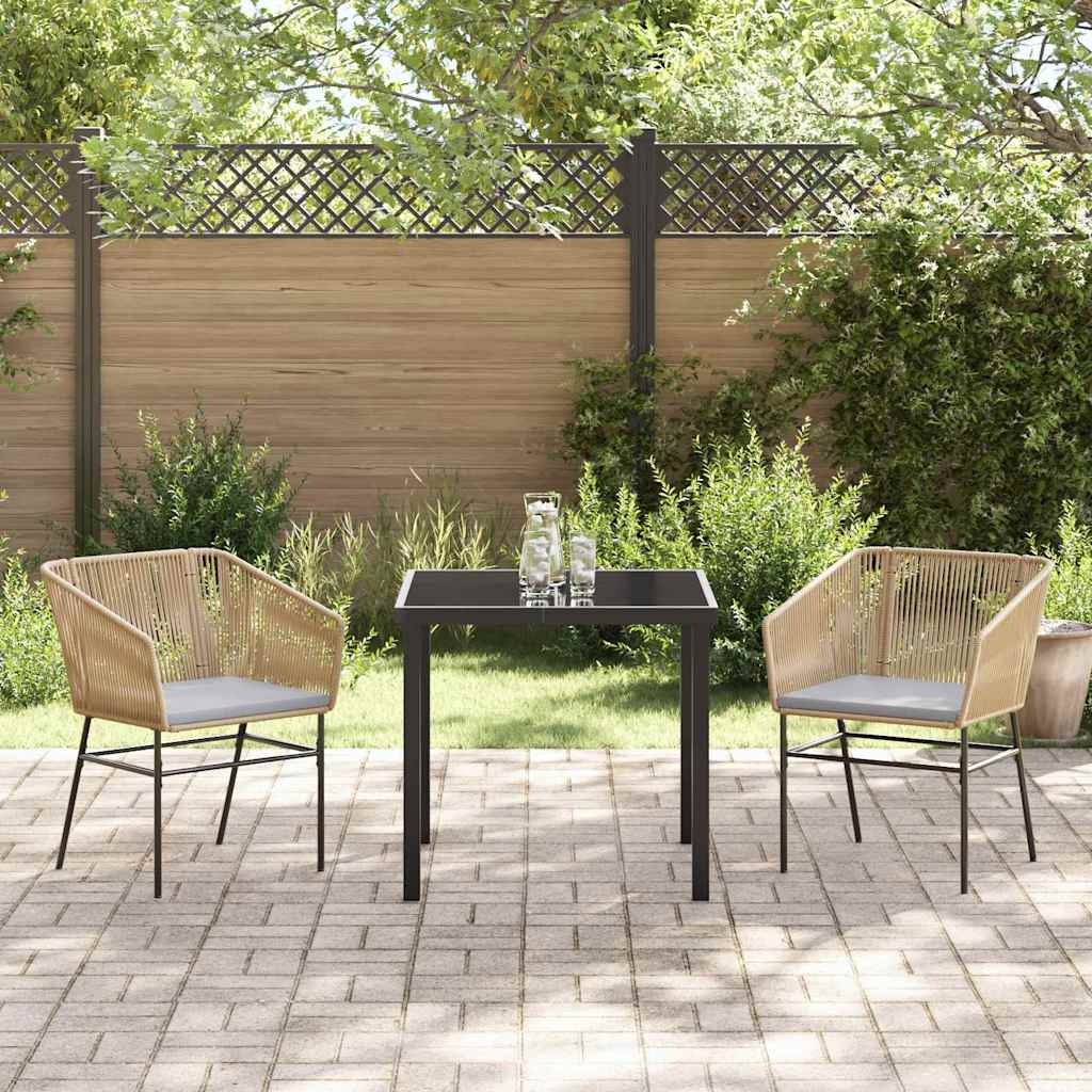 Garden Dining Set 3 pcs Brown Poly rattan