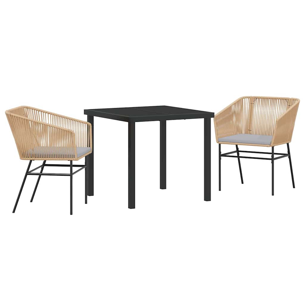 Garden Dining Set 3 pcs Brown Poly rattan