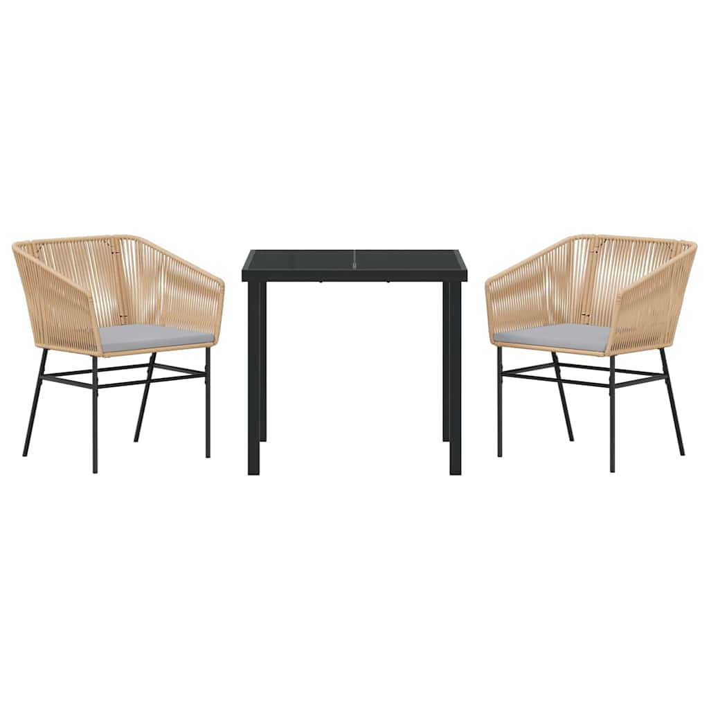 Garden Dining Set 3 pcs Brown Poly rattan