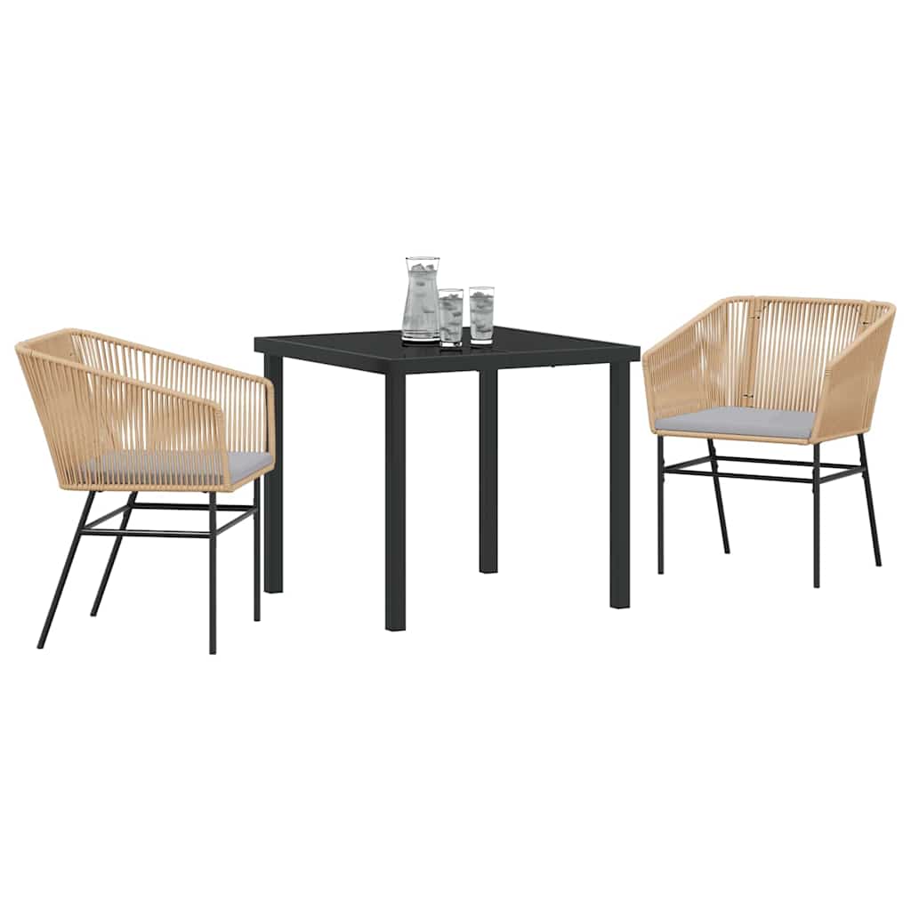 Garden Dining Set 3 pcs Brown Poly rattan