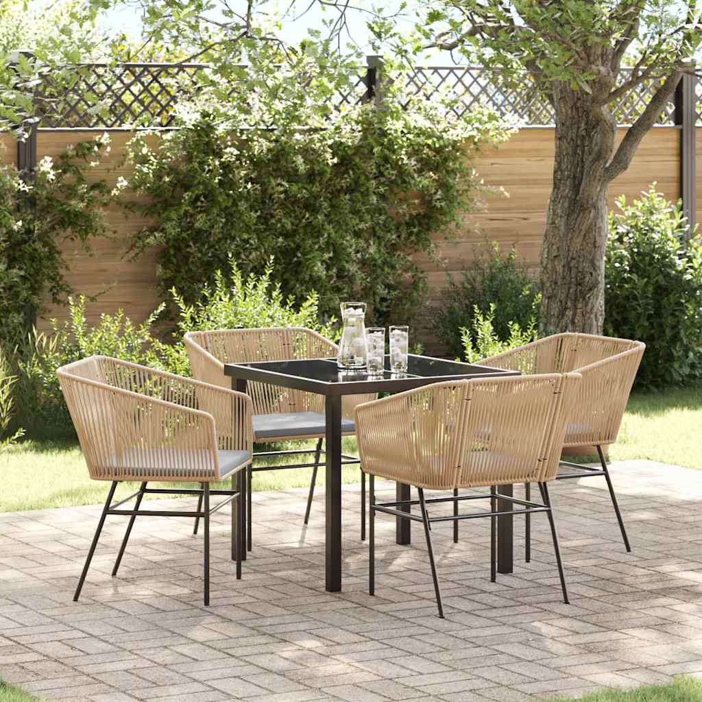 Garden Dining Set 5 pcs Brown Poly rattan