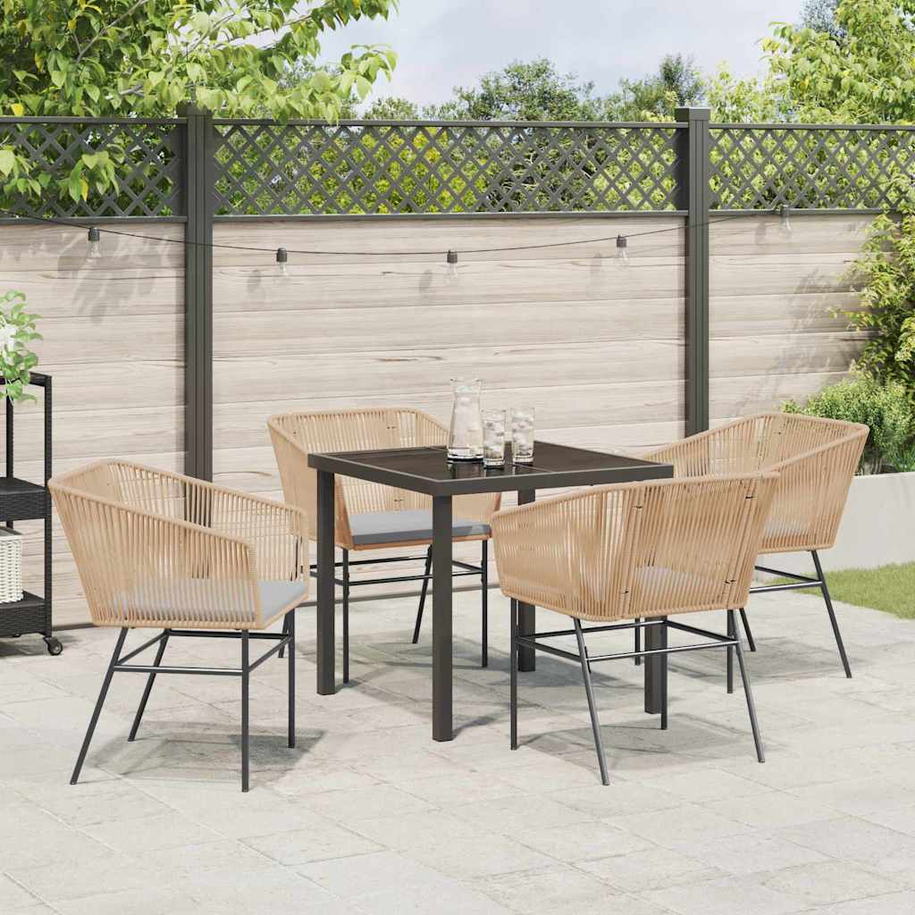 Garden Dining Set 5 pcs Brown Poly rattan