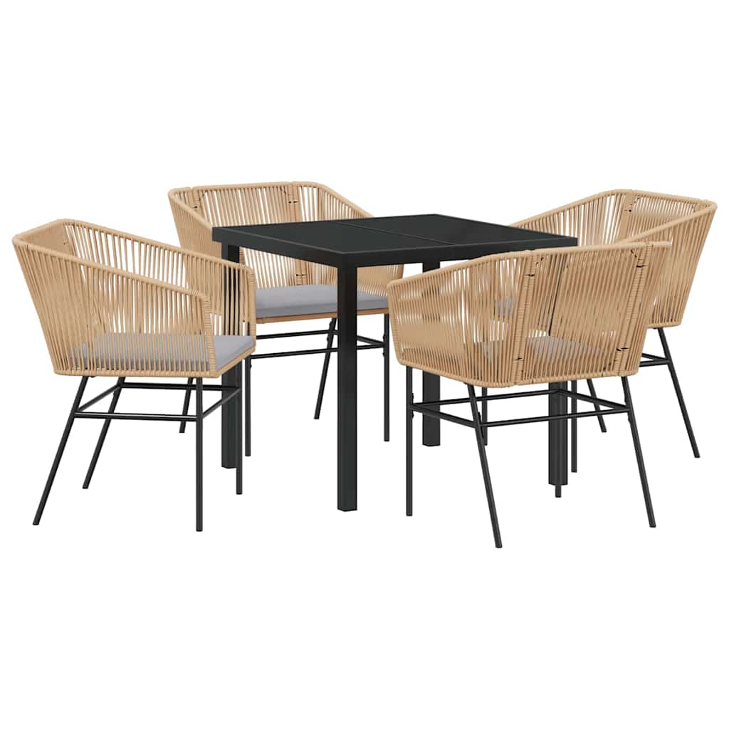 Garden Dining Set 5 pcs Brown Poly rattan