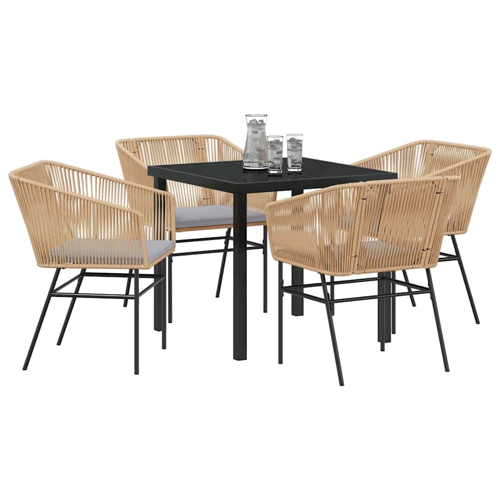 Garden Dining Set 5 pcs Brown Poly rattan