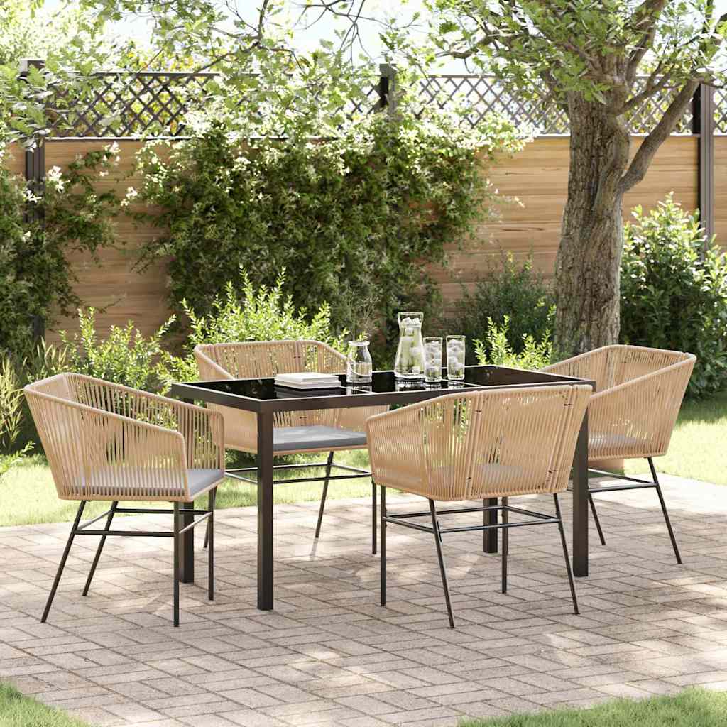 Garden Dining Set 5 pcs Brown Poly rattan