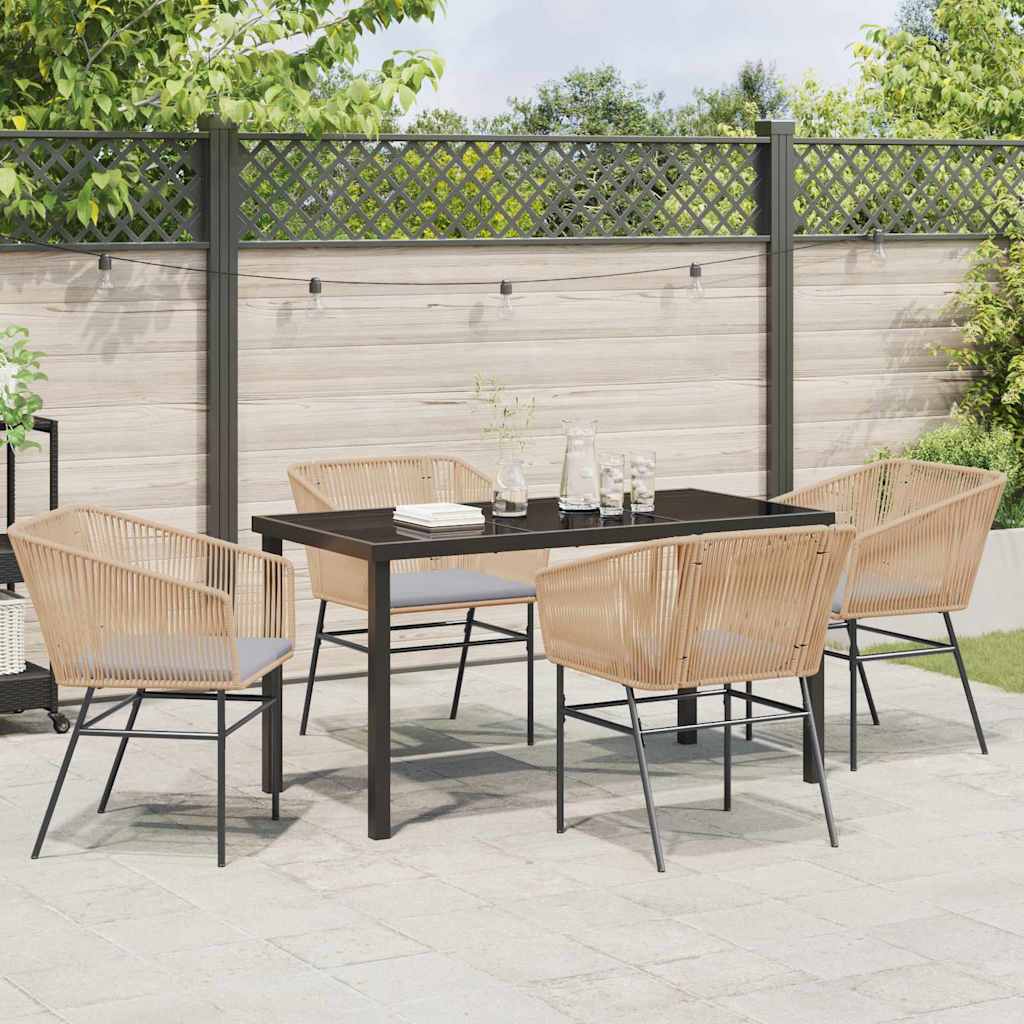 Garden Dining Set 5 pcs Brown Poly rattan