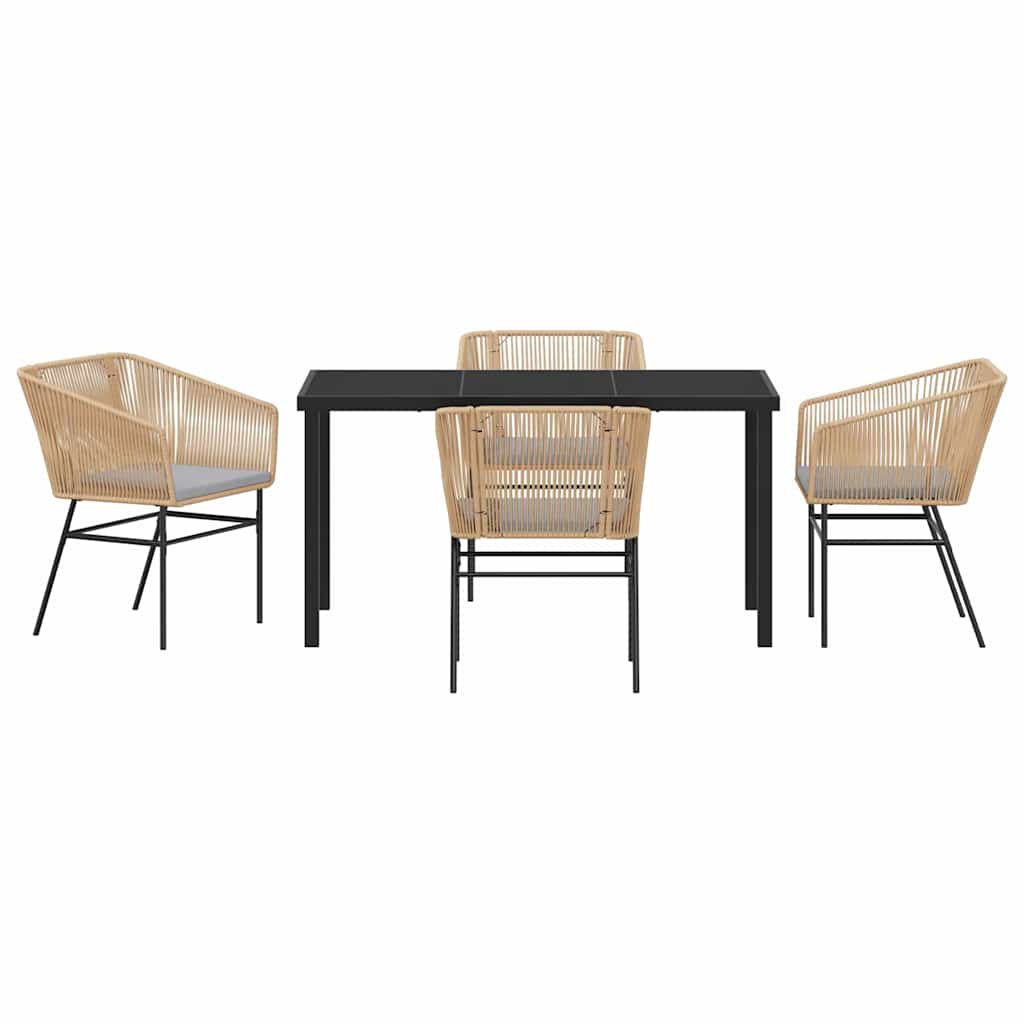 Garden Dining Set 5 pcs Brown Poly rattan