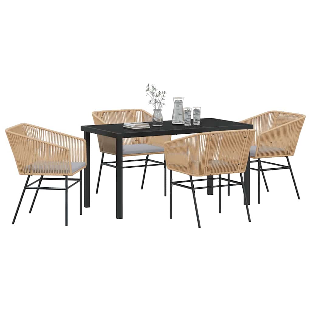 Garden Dining Set 5 pcs Brown Poly rattan