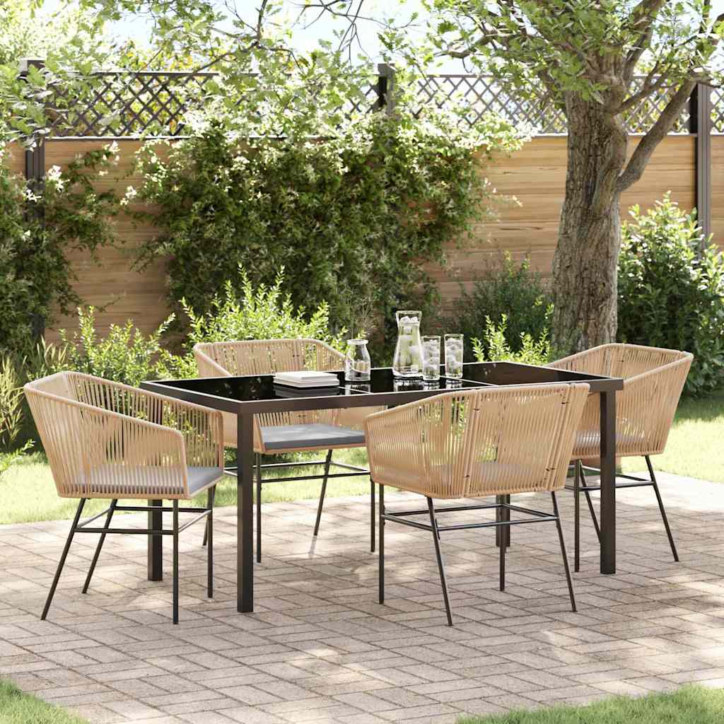 Garden Dining Set 5 pcs Brown Poly rattan