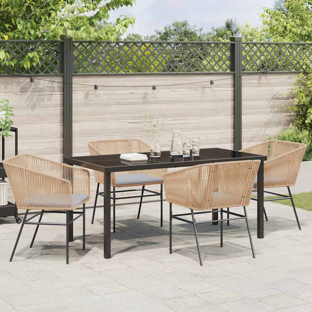 Garden Dining Set 5 pcs Brown Poly rattan