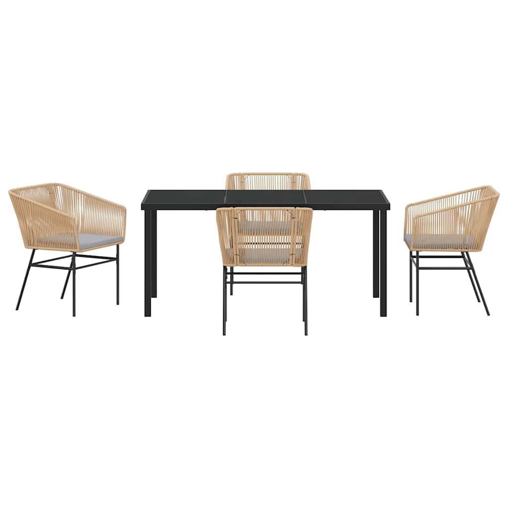 Garden Dining Set 5 pcs Brown Poly rattan