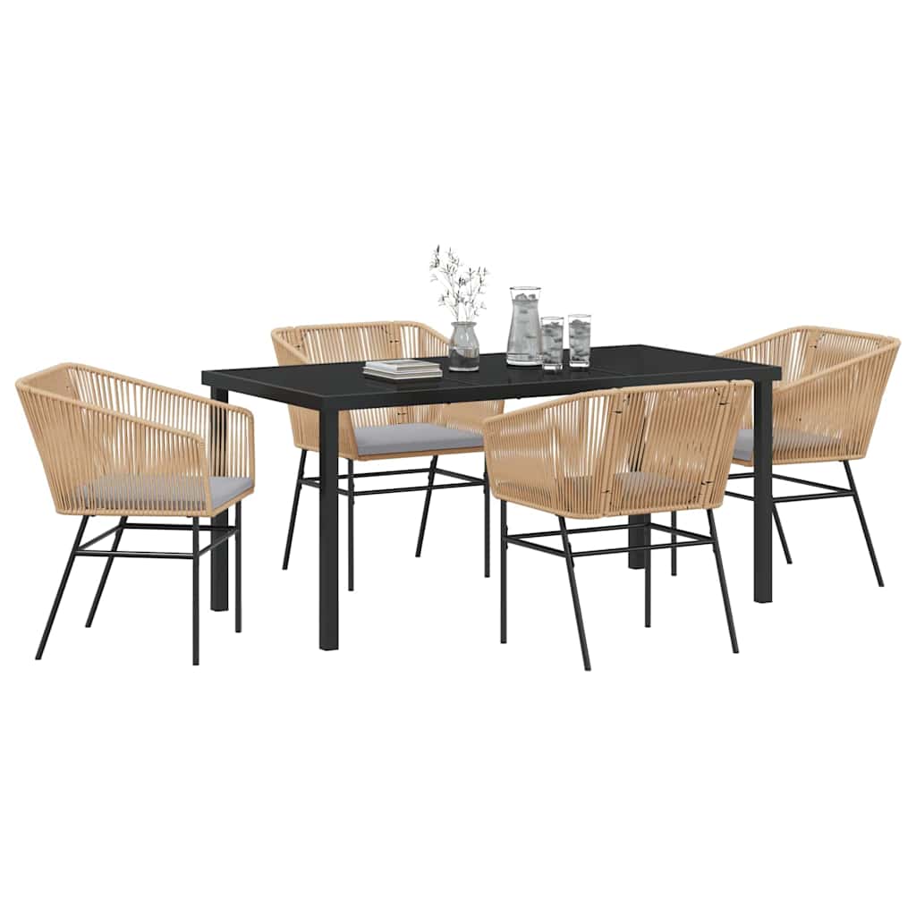 Garden Dining Set 5 pcs Brown Poly rattan