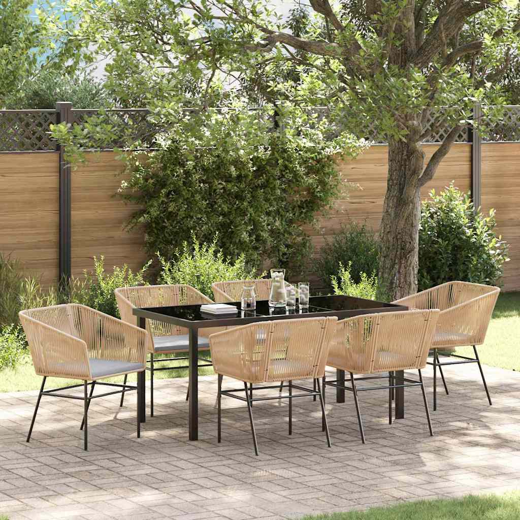 Garden Dining Set 7 pcs Brown Poly rattan