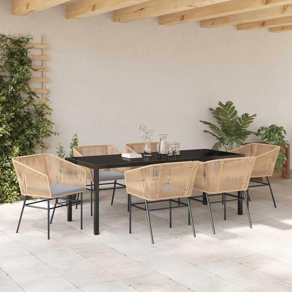 Garden Dining Set 7 pcs Brown Poly rattan