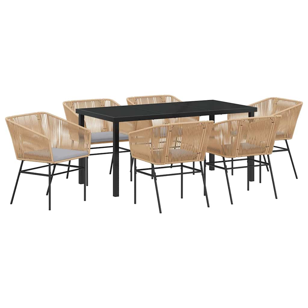 Garden Dining Set 7 pcs Brown Poly rattan