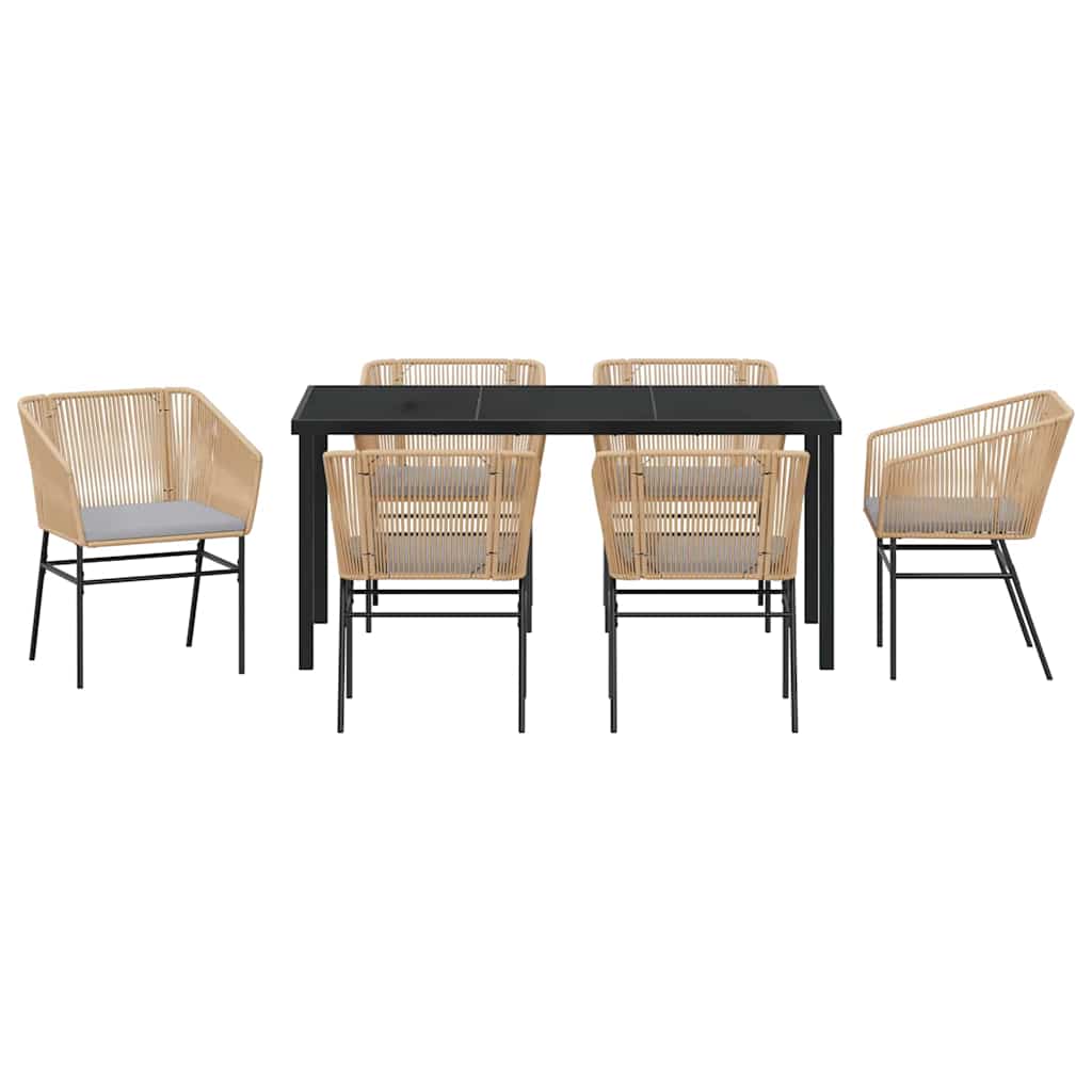 Garden Dining Set 7 pcs Brown Poly rattan