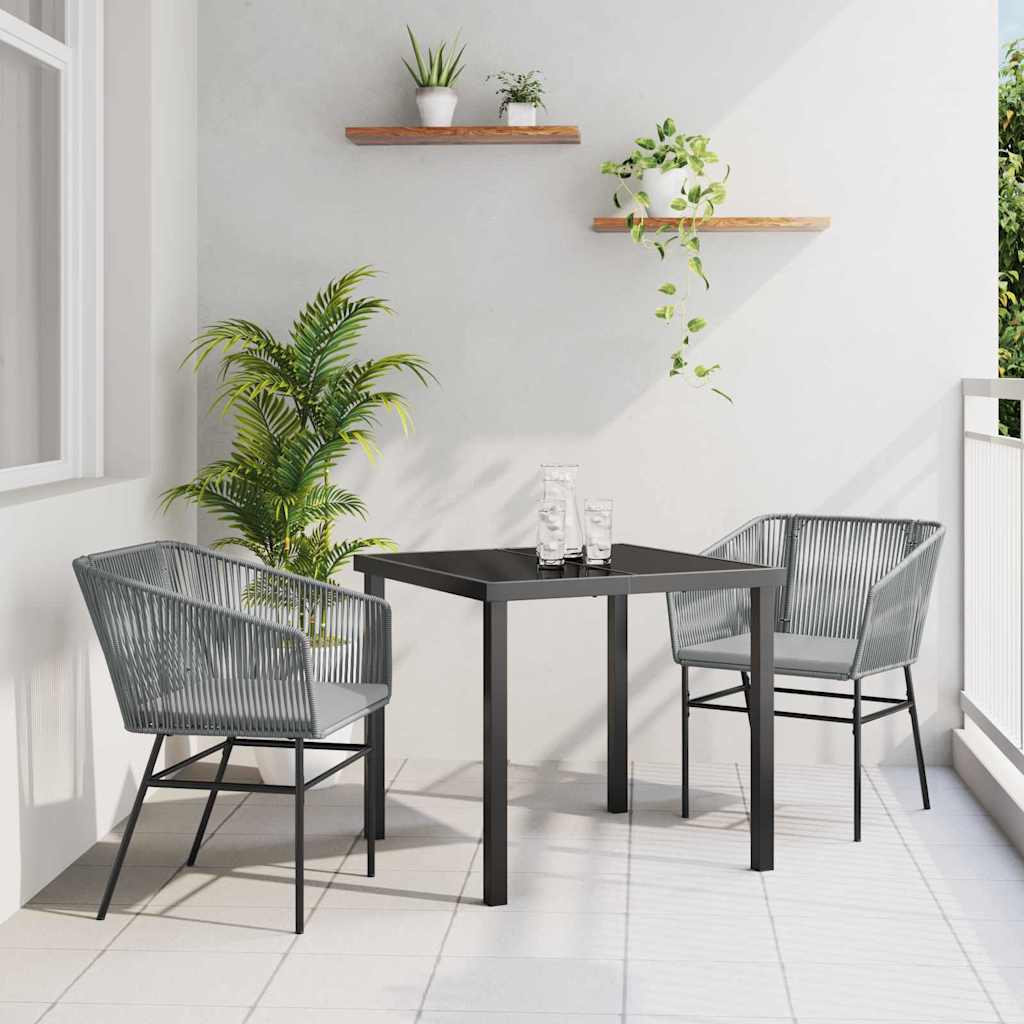 Garden Dining Set 3 pcs Grey Poly rattan