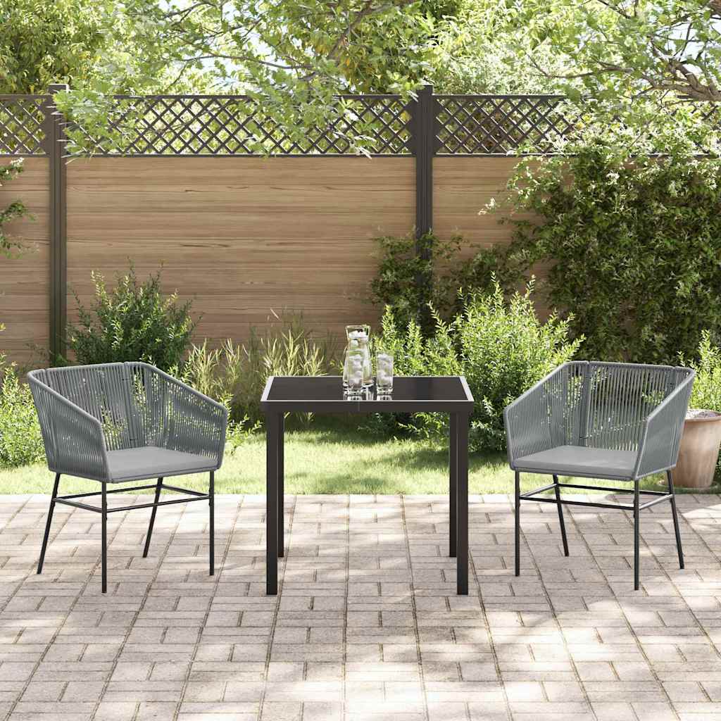Garden Dining Set 3 pcs Grey Poly rattan