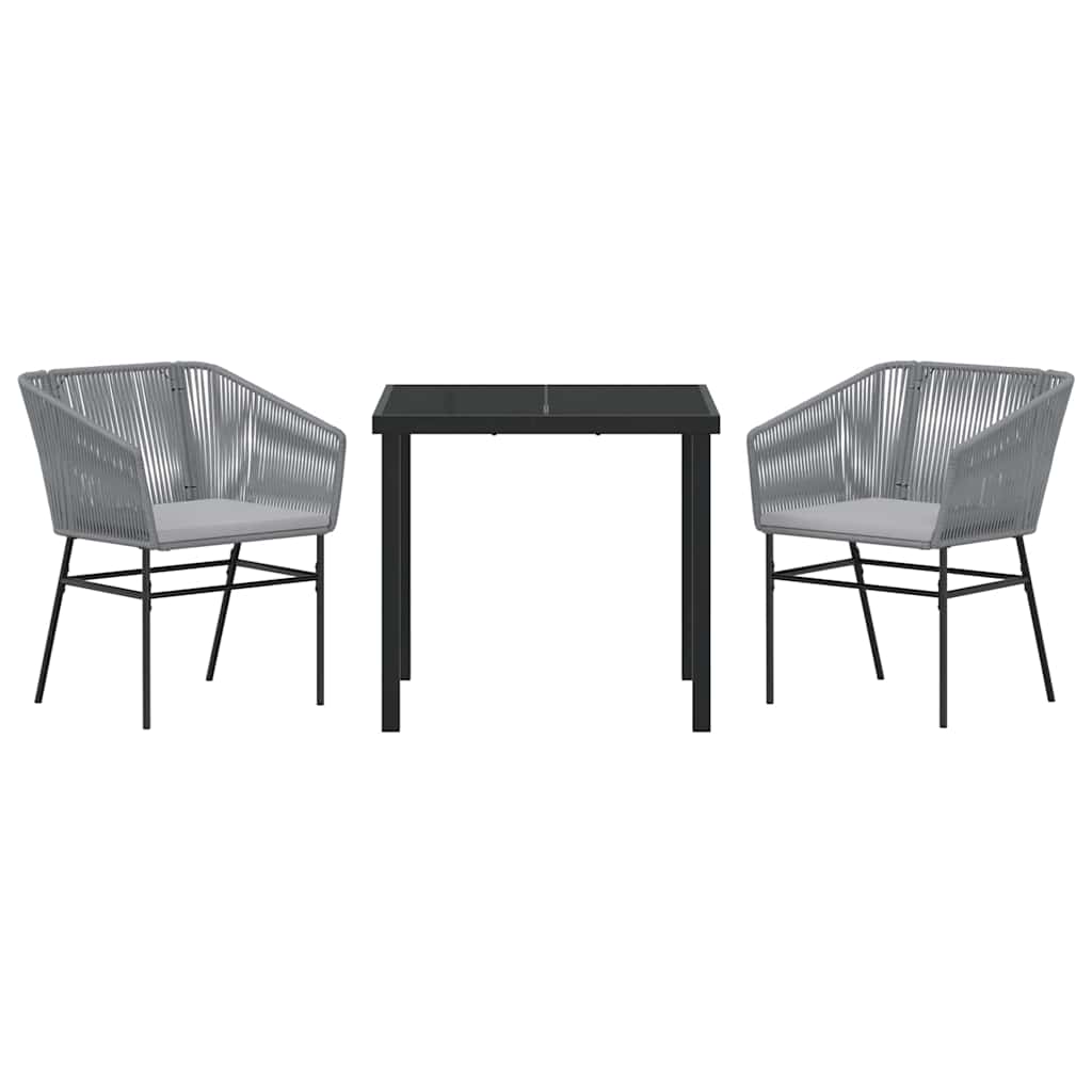 Garden Dining Set 3 pcs Grey Poly rattan